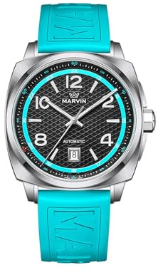 marvin Schweizer Luxuriöse Automatikuhr Chronograph Quarzwerk Herrenuhren mit Kautschukarmband Wasserdicht 42 mm Saphirglas Schwarzes Zifferblatt Sport Herrenarmbanduhren