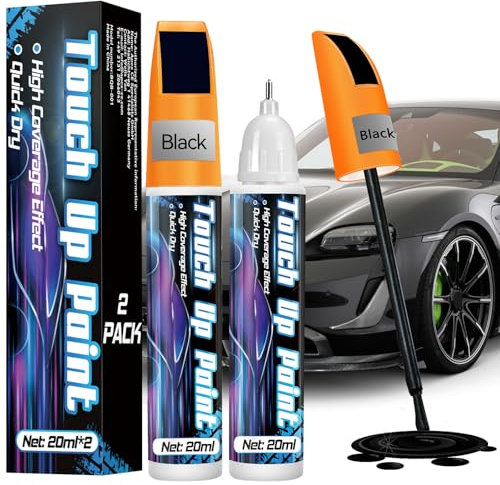prowithlin Reparador de Reparador Arañazos Coche, Paquete de 2 Reparador de Arañazos Coche, Bolígrafo de Pintura para Coche Dos en Uno (2 paquetes, Negro brillante)