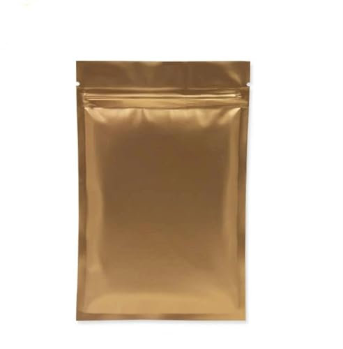MZPOZB flat lock bags 100pcs Matte Black White Pink Heat Sealable Ziplock Packaging Bag Pouch Reclosable Flat Aluminum Foil Zip Lock Plastic Bags Resealable Pouches(Gold Zip Lock Bags,12x18cm)