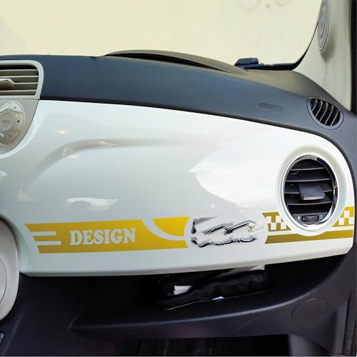 Pimastickerslab Kit Adesivi Stripes Strisce Adesive per Cruscotto compatibile con Fiat 500 Cinquecento Striscia Stickers Adesivo Auto Decal Tuning Design 2440 (091 Oro)