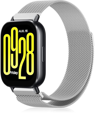 SeNool Strap for Xiaomi Redmi Watch 5 Active/Redmi Watch 5 Lite, Metal Stainless Steel Magnetic Breathable Replacement Watch Bands for Xiaomi Redmi Watch 5 Active/Redmi Watch 5 Lite - Silver