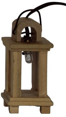 ZICOM Krippenzubehör Holzlaterne 5,5cm LED, Holz – Beleuchtete Miniatur-Holzlaterne für Krippen