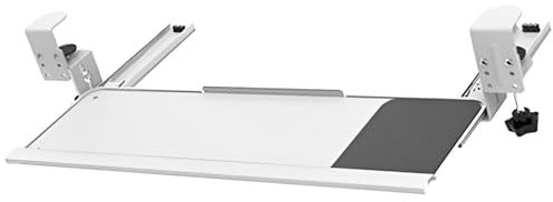Adjustable Height Under Desk Keyboard Tray with Slide out Computer Keyboard and Mouse Stand Ergonomic Extender Platform Drawer (White)