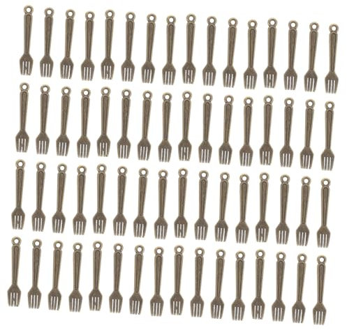 LIFKOME 100pcs Miniature Tableware Charm Pendants Vintage Fork Spoon Charms for DIY Jewelry Necklace Bracelet Keychain Craft