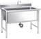 Lavello da cucina autoportante a vasca singola, lavello in acciaio inox commerciale, lavello da cucina industriale con kit di scarico e rubinetto, lavabo per preparazione e utilità (120 cm)