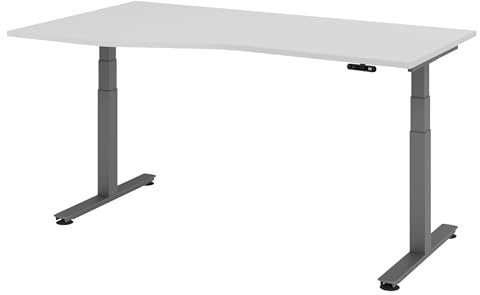 bümö elektrisch höhenverstellbarer Schreibtisch 180x100 cm in grau, Gestell in Graphit - Stehschreibtisch höhenverstellbar mit Memory-Steuerung, elektrischer Bürotisch, Gaming Tisch
