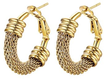 PROSTEEL Goldene Creolen Ohrstecker, Damen Hoop Ohrringe einzigartiges Design Creolen 20mm Kreis Ohrringe