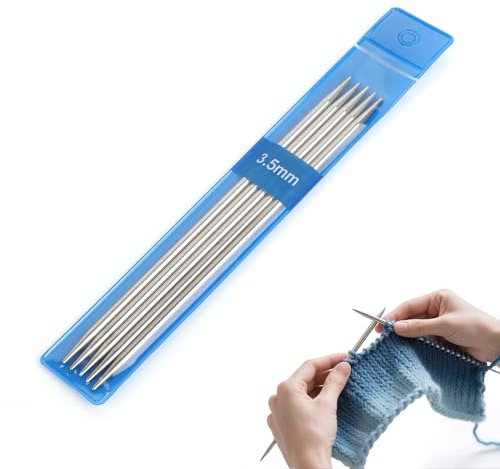 Coopay 5 Stück Edelstahl Nadelspiel 3,5 mm Stricknadeln Set, 15 cm Länge Stricknadeln für Socken, Schals, Mützen, Haustier, Pullover, Socken stricken für anfänger, Sockennadeln 3,5mm