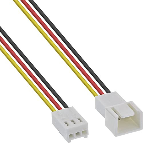 InLine Lüfterkabel Verlängerung 3pol Molex Stecker auf Buchse mit Tachosignalübertragung für PC Lüfter Gehäuse Lüfterkabel, 1m, 33328N