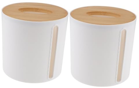 Alipis 2 pièces Distributeur de Rouleau Papier Toilette Stable avec Couvercle Boîte de Rangement Ronde pour Cuisine et Salle de Bain Support Hygiénique Polyvalent