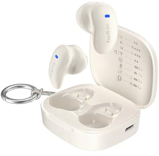 Belkin SoundForm Anywhere Wireless Earbuds, Bluetooth Earphones with Long-Lasting Comfort, IPX4 Waterproof Lightweight Earbuds for iPhone, iPad, Tablet, Laptop, Biking, Running & More - White