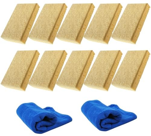 Schwämme aus natürlicher Zellulose und Kokosnuss mit Reinigungstüchern, umweltfreundlich, kompostierbare Küchenschwämme für Töpfe, Pfannen, Geschirr, 12 Stück