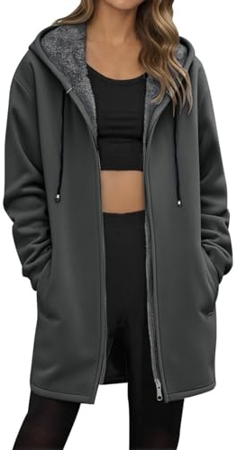 Angxiwan Cardigans for Women UK Fleece Chunky Cable Knit Cardigan Casual Open Front Jumpers with Pockets Zip up Waterfall Jackets Longline Solid Color Crochet Clothes Hooded Drawstring