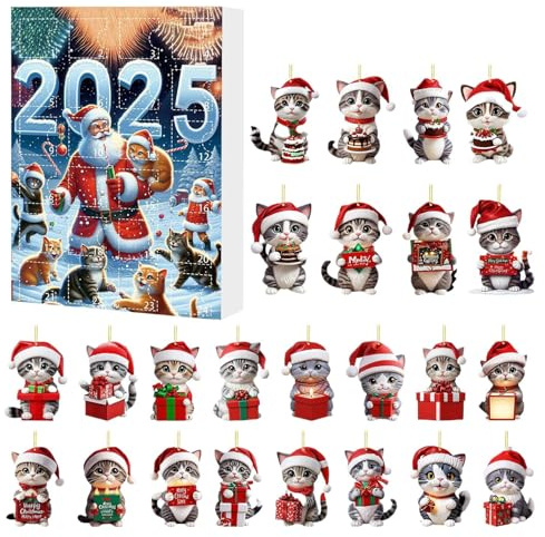 Weihnachts Countdown Kalender 2D Acryl Kätzchen Als Dekorativer Anhänger