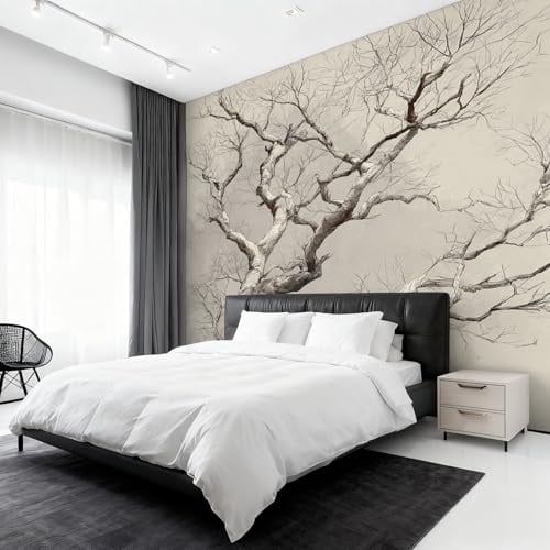 Generisch Vlies Fototapete Toter Baum 200x140 cm, Tapete Zweige Tapeten Vliestapete Wohnzimmer Schlafzimmer Wandtapete Ornamente Mustertapete W&44