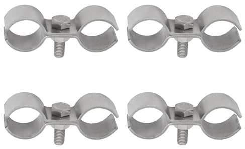 4Pcs Double Pipe Clamp 304 Stainless Steel Dual Pipe Tube Clip with Bolt and Nut for 25mm Tubes