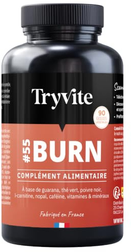 TRYVITE Silhouette Active – Gestion des Portions – 90 Gélules | Thé Vert, Guarana, L-Carnitine, Nopal, Caféine & Pipérine – 200 mg de caféine – Gélules végétales- Fabriqué en France