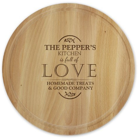 Personalised Engraved Full of Love Large Round Chopping Board - Great For The Cheeses!! by C.P.M.