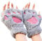 MAKFORT Fingerlose Handschuhe Winter Katze Plüsch Handschuh Grau