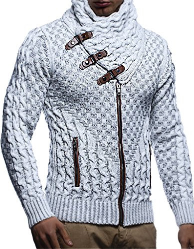 Leif Nelson Herren Strickjacke Grau Größe XXL mit Reißverschluss Regular Fit, Männer Cardigan Langarm Design, ideal für Casual und Business-Looks