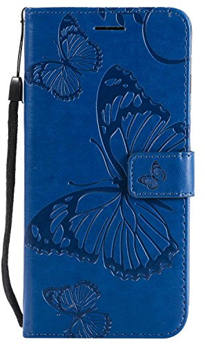 DENDICO Cover per iPhone 7 Plus/iPhone 8 Plus (5.5), Pelle Portafoglio Custodia con Funzione di appoggio e Porta Carte di Credito - Blu