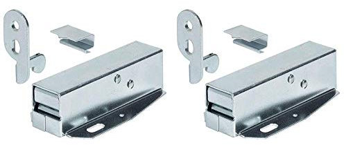 x2 Tutch Latch Automatic Spring Catch for Press to Open Cupboard Doors and Loft Attic Hatches, Bright Galvanised Steel, Counterpiece + Catch