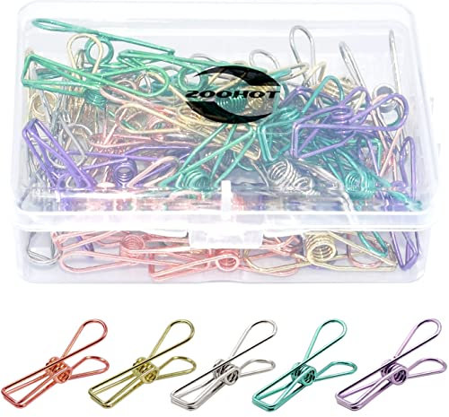 Zoohot Packung mit 50 Stück klein Metall klammern - Mehrzweck-Clips 5 Farben (Rotgold, Gold, Silber, Lila, Grün)