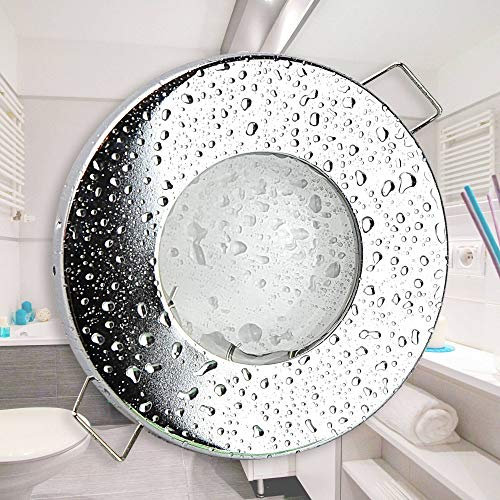 LED Einbaustrahler chrom rund 5 Watt warmweiß 230V super flach GU10 - geeignet für Badezimmer, Außenbereich IP44, Bad - elegantes Design - 55mm Bohrloch - Spot Strahler