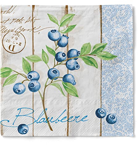 Mank GmbH Servietten aus Tissue 33 cm x 33 cm 1/4 Falz Kaffee Serviette hochwertige Einmal Serviette 100 Stück Blaubeere