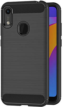 AICEK Coque Compatible Honor 8A / Huawei Y6 2019, Noir Silicone Coque pour Honor 8A Housse Fibre de Carbone Etui Case (6,09 Pouces)