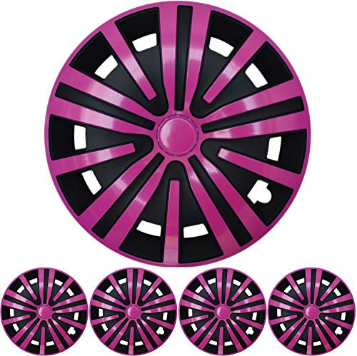 4X Premium Design Radkappen Radzierblenden Set 'Spinel' 15 Zoll in Pink Schwarz