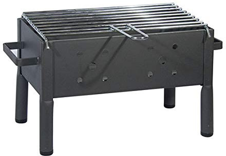 Flores-Cortes Barbacoa Metálica Pequeña de Sobremesa con Patas y Parrilla de Acero cincado Asador Portátil para Carbón, Leña, Casa o Jardín | Pintura Anticalórica 34x23x21cm