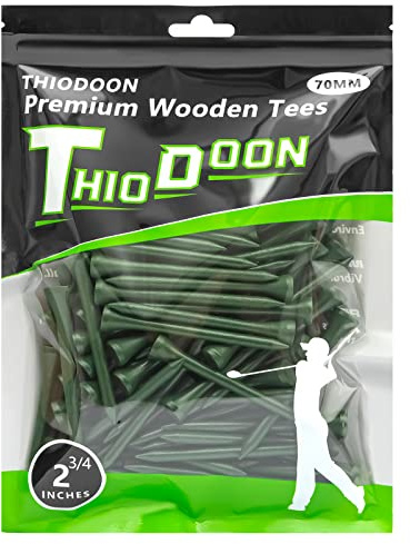 THIODOON Golf Tees Professional Natural Wood Golf Tees Pack of 100, Golfing Tees Multiple Colors Size 3-1/4 inch, 2-3/4 inch or 2-1/8 inch, Tall Golf Tees Bulk Reduce Side Spin and Friction