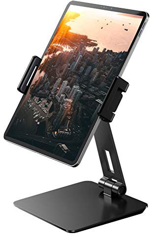 Maxonar Support IPad,Support Tablette Alliage D'aluminium Robuste Réglable-Base de Support iPad Pro 12.9 360°Pivoter et Pliante,Convient pour la Cuisine,la Table de Chevet,Le Bureau(4-14 inch,Gris)