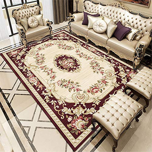 DJHWWD Tapis Chien Style Vintage de Tapis de Salon Doux de Motif Floral Vintage Rouge Beige Tapis Carreaux De Ciment Tapis d'Ext¨¦Rieur Beige 60X90CM