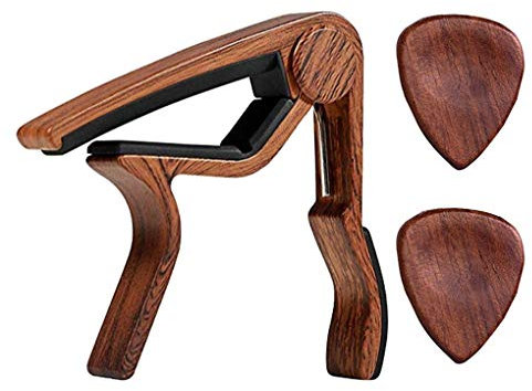 Gitarre Capo für Akustik Gitarre, Ukulele, E-Gitarre, Bass mit 2 Holz Farbe Gitarre Plektrum Plektron Picks