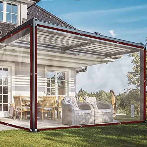 QOFLY wasserdichte Transparente Plane Mit öSen | 3x3m Abdeckplane Gewebeplane Top Line, Planen&Spanngurte Garten Plane, Wetterfeste Plane füR GartenmöBel, Pool, Pflanzendach