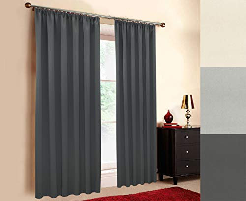 Hochqualitativer schwer entflammbarer Verdunkelungsvorhang nach Maß (M1 und B1 Zertifikat), Schlaufen, Kräuselband, Vorhang nach Maß, Gardinen nach Maß, Silber Grau (220cm (H) x 145cm (B))