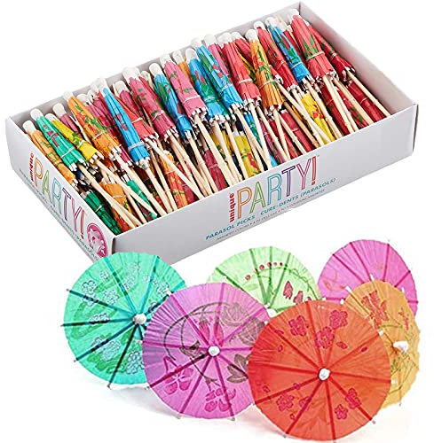 yeemeen 100 Pcs Cocktail Regenschirm, Cocktail Deko, Cocktailschirmchen, Partyschirmchen, Deko Schirmchen, Cocktail Schirme für Bar Deko Cocktailzubehör Trinkfrüchte Essen Wein Party(Muticolors)