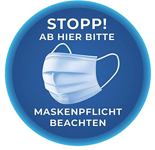 Maskenpflicht Aufkleber I 20 cm I rund I Hinweis-Klebeschildchen I für Firmen Geschäfte Praxis I hin673