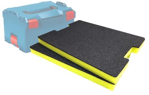 Shadow Foam L-Boxx-Einlagen – Kompatibel mit Gen 2 Shadow Foam L-Boxx 102–374 [Gelb, 30 mm, Doppelpack] Schaumstoffeinlagen für das modulare Sortimo L-Boxx-Werkzeugkastensystem
