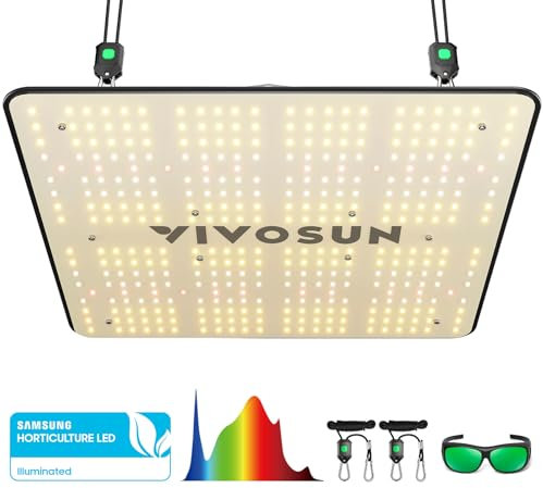 VIVOSUN VS1500 LED Grow Lampe, Vollspektrum Pflanzenlampe mit Samsung LM301 Dioden und Treiber, dimmbar und IP65, Wachstumslampe für Sämling, Gemüse und Blüte, geeignet für 90x90 cm Growzelt
