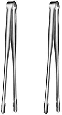 Lurrose 2 Pieces Korean Japanese Barbecue Tongs Steak Tongs Stainless Steel Long Grill Tweezers Grill Clip Tongs for BBQ Cooking Sea Food Silver