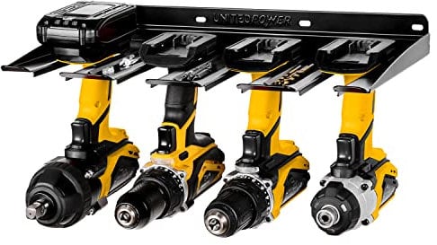 UNITEDPOWER Electric Drill Storage Rack, Holds 4 Drills, 2022 Upgraded Wall Mounted Power Tool Organizer for Workshop, Shed, Garage, Home (Drill Rack)