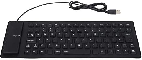 HelloCreate Teclado plegable de silicona con 85 teclas, cable USB, resistente al agua, silencioso, suave al tacto, portátil, para PC, portátil, portátil, color negro