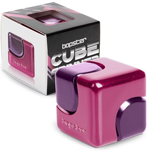 bopster Fidget Cube Spinner | Anodised Metal Hand Spinner Desk Toy | Sensory & Stress Relief Toy for Kids & Adults | ADHD, ADD, Autism Pink & Purple