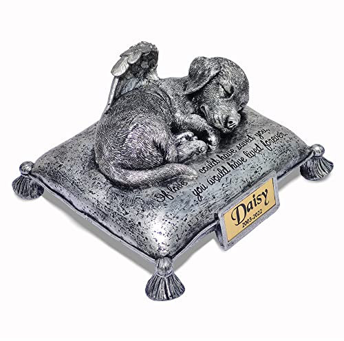 MARYTUMM Custom Pet Urn for Ashes - Memorial Urn with Personalized Engraving and Angel Dog Statue