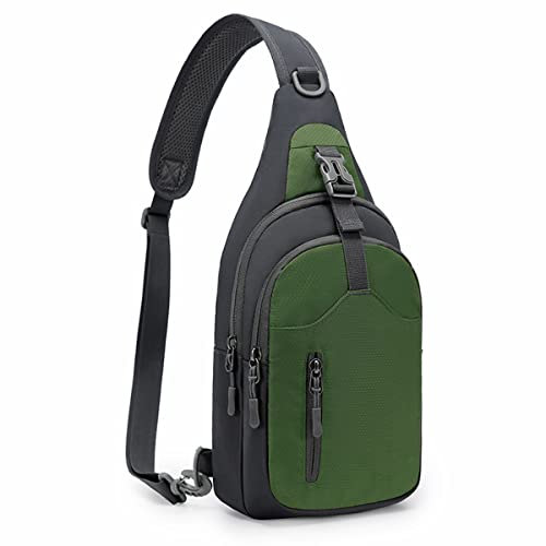 REETEE Leichte Brusttasche Sling Schulter Rucksäcke, Brusttasche Herren mit Verstellbarem Schultergurt, Umhängetasche Crossbody Bag Backpack für Outdoorsport, Radfahren, Hundewandern (dunkelgrün) …