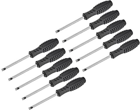 sourcing map Mini Slotted Screwdriver, 5.0mm Flat Head with Non-Slip Handle for Small Appliances, 10 Pcs