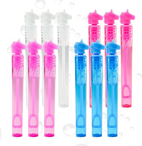 12 Stück Lebendige Mini Einhorn Bubble Tubes mit 4ml Seifenblasenflüssigkeit und Blasstäben, Hochzeitsbevorzugungen, Partys, Feiern, Kindergeburtstag, Partytütenfüller, Kinderspielzeug (Einhorn 12